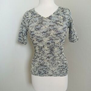 ISDA & CO V-Neck Pop Over Short Sleeve Knit Style Size Small Sweater